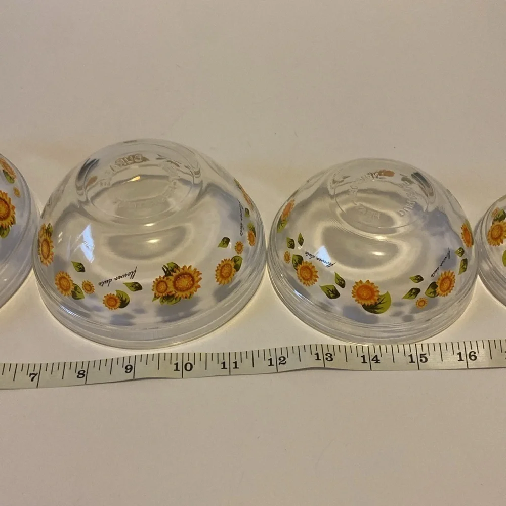 Five Imperial Glass Flower Dute Sunflower Themed Nesting Bowls